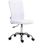 Vinsetto Chaise de Bureau Ergonomique Fauteuil de Bureau Hauteur réglable piètement chromé pivotant 360° revêtement Maille Blanc