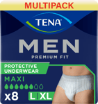 TENA Men Premium Fit Level 4 Pants - L/XL - Case Saver - 9 Packs of 8 - 72 Pant