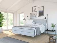 Safir STÄLLBAR säng inkl. Chesterfield gavel - 180x200, Ljusgrå - Komplett sängpaket