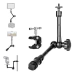 koolehaoda 11" Magic Arm with Large Crab Clamp and Hot Shoe Mount 1/4" Magic DSLR Tripod Arms Kit for Photography, Video,Camera Rig, LED Light,Flashlight,Microphone (Magic Arm 11" Black)