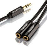 SEBSON Aux Audio Splitter 20cm Male to 2 Female, Jack 3.5mm gold plated, Adapter Cable Y for Headset, Headphones, Earphones, Mobile Phone