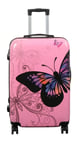 Resväska - Hardcase resväska - Storlek Medium - Resväska med motiv - Rosa fjäril - Exklusiv lättvikt resväska