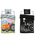 Peppa Pig Bedding Set for Small Bed, 100% Cotton, Glow in the Dark Baby Duvet Cover 100 x 135 cm + Pillowcase 40 x 60 cm