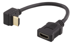 HDMI-förlängningskabel, vinklad ner, ha-ho, max 3840x2160@30Hz, 0,2 meter, svart