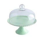 Pastry storage tray Cake Display Stand, Ceramic Pastry Fruit Tray with Wavy Edges Glass Dust Dome Home Pastry Sushi Preservation Cover Dried fruit tasting plate