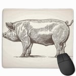 Hand Drawn Pig Mouse Pad with Stitched Edge Computer Mouse Pad with Non-Slip Rubber Base for Computers Laptop PC Gmaing Work Mouse Pad