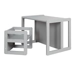 roba Ensemble Table + Chaise Réversible pour Enfant - Set Convertible en Banc et Tabouret - Bois Laqué Gris