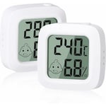 2 pièces, Petit thermomètre hygromètre numérique de haute précision,pour bureau, chambre de bébé, vestiaire confortable - White