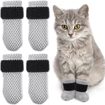 4 st Kattfotsskydd Anti-repor Kattfotsskydd Kattunge Tassärmar Kattstövlar Skor Strumpor Klohattar Grey 10X9X0.5CM