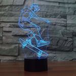 3D Sport Skateboard Nattlampa 7 Färgväxlande LED Bordsslampa Akrylplatt ABS-bas USB-laddare Heminredning Leksak Födelsedag