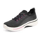 Skechers Women's GO Walk Arch FIT Clancy Sneaker, Black Textile/Hot Pink Trim, 3 UK