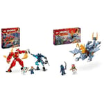 LEGO NINJAGO Kai’s Elemental Fire Mech, Action Figure Building Set & NINJAGO Young Dragon Riyu Toy, Dragons Rising Playset for 6 Plus Year Old Boys, Girls & Kids, Includes 3 Ninja