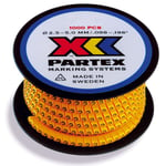 Partex PAG140/100-119 Ledningsmärkning  gul, 100/rulle Text: 100-119