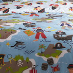Kids' Club Bedding Map Treasure Children's Pencil Pleat Kidz Club Rideaux plissés pour Enfant Motif Carte des Pirates 168 x 183 cm, Multicolore, Curtains: 66" Width x 72" Drop