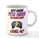 Gift Hub - Personalised Mugs for Gamers 40th Birthday Gifts ,Customised Gaming Mug, Personalised Gifts for Men, Funny Mugs for Men Featuring Video Game Design (Level 40)