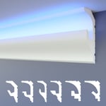 Led Moulures 2en1, éclairage indirect Corniche de plafond xps Polystyrene: 30.6 mètres / 18 baguettes, HLED-17 - 51x115 mm (de) - Heximo