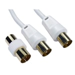 CableStop® 1m - 20m RF Coaxial Digital TV Aerial Cable Television Extension Coax Fly Lead (15M, WHITE)