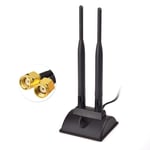 Eightwood External Wifi Antenna 2.4G / 5.8G Dual Band Magnetic Base 6dBi RP-SMA Adapter 2m Compatible for Huawei Netgear Tp-link Router Wifi Security Camera WLAN PCIe Card Wirelesse Bluetooth