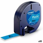 Lamineret tape til mærkningsmaskiner Dymo 91205 12 mm LetraTag® Sort Blå (10 enheder)