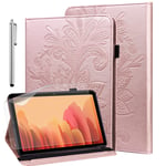 GLANDOTU Case for Huawei Mediapad M5 Lite 10 10.1 inch Tablet Case Lightweight Folio Flip Wallet Lace Embossed PU Leather Cover with Fold Stand Function + Screen Protector & Stylus pen - Rose gold