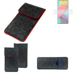 Protective cover for Samsung Galaxy M53 5G dark gray red edges Filz Sleeve Bag P