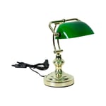 Biscottini Lampe ministérielle 19 x 19 x 24 cm - Lampe en verre vert et laiton - Lampe de bureau Vintage - Lampes de table vintage pour la maison et le bureau - Lampe d'étude et ameublement Bureau