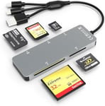 NÖRDIC 5 i 1 kortleser USB-A USB-C Lightning - SD TF CF XD MS 2TB UHS-I
