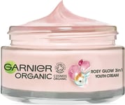 Garnier Organic Rosy Glow 3-in-1 Youth Cream,  with Rosehip seed oil and 50ml