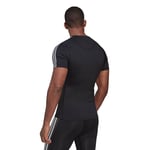 Adidas Techfit 3 Stripes Short Sleeve T-shirt Black 2XL / Regular Man