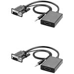 Csparkv - 2 pack Câble Adaptateur Convertisseur vga mâle Vers hdmi Femelle Sortie 1080 p HD+Audio tv av hdtv