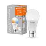 LEDVANCE Smart LED lamp with WiFi Technology, B22d-base matt Optics,Light Colour Changeable (2700K-6500K), 806 Lumen, 60W-Replacement, Smart dimmable, 1-Pack