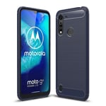 Motorola G8 Power Lite - Gummi cover i Børstet Design - Mørkeblå