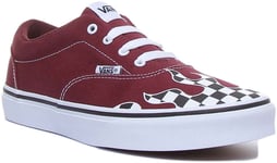 Vans Doheny Flame Junior Lace Up Checkred Trainer In Burgundy UK Size 3 - 6