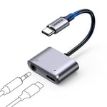 UGREEN 2 en 1 Adaptateur USB C vers Jack 3.5mm Supporte Audio Charge Rapide 60W PD Compatible avec Galaxy S25 S24 S23 S22 Ultra FE A55 A53 Note 20 Pixel 5 4 3 2 XL iPad Pro 2024 Air 5 4 iPad Mini 6