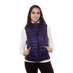 SKYROPNG Women'S Lightweight Padded Vest,Packable High Collar Puffer Zipper Navy Blue Waistcoat,Body Warmers Water Repellent Slim Sleeveless Jackets,Casual Tops - For Winter Travelling,L