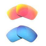 Walleva Fire Red + Ice Blue Polarized Lenses For Oakley Straightlink Sunglasses