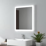 EMKE Badrumsspegel med Belysning, 50x60 cm, 2 Ljusfärger 3000/6500K, Mekanisk Brytare, Minnesfunktion, Vertikal/Horizontell, IP44