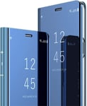 P8 Lite 2017 Miroir Housse Coque Etui À Rabat, Mirror Smart View Standing 360° Protecteur Etui Coque Pour Huawei P8 Lite 2017/Honor 8 Lite. Flip Mirror: Blue