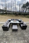Outdoor Gas Fire Pit Dining Table Sets Heater Lounge Chairs Side Tables 9 Seater