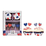 I Love UK 24 Cupcake Cases & 24 Cake Toppers Assorted Designs Greaseproof Paper