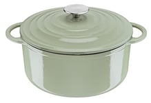 Tefal LOV Casserole Dish 25cm Non Stick Induction Cast Iron 5.0L with Lid Lichen Green E2580404