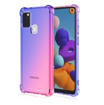 MISKQ case for Samsung Galaxy A21S, Phone Cover Shockproof, Rreinforced Corner, Silicone soft anti-fall TPU mobile phone case(Blue/pink)