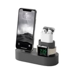 [Ander Online] (Support de chargement unique, câble de données non inclus) Support de chargement trois-en-un, adapté pour iPhone, Apple Watch, AirPods (noir et gris)