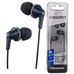 Panasonic RP-HJE125E-K Ergofit In-Ear Wired Earphones with Powerful Sound,Black