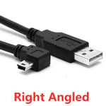 Câble de synchronisation de données USB 2.0 vers mini USB coudé à 90 degrés 5 broches B mâle vers mâle 0,5 m 1,8 m 5 m cordon de charge pour appareil photo MP3, 25 cm - à angle droit