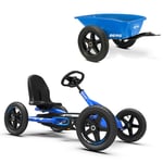 BERG Pedal Go-Kart Buddy Blå + släpvagn L