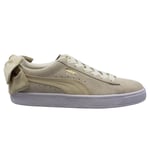 Puma Suede Bow Varsity Grey Gold Leather Low Lace Up Womens Trainers 367732 03