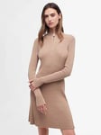 Barbour International Solar Half Zip Long Sleeve Knitted Dress - Brown, Brown, Size 12, Women
