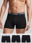 Superdry Organic Cotton Blend Logo Band Boxers, Pack of 3, Black