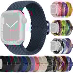SKALO Flätat tygarmband Apple Watch Series 7-9 45mm - Fler färger Mörkblå